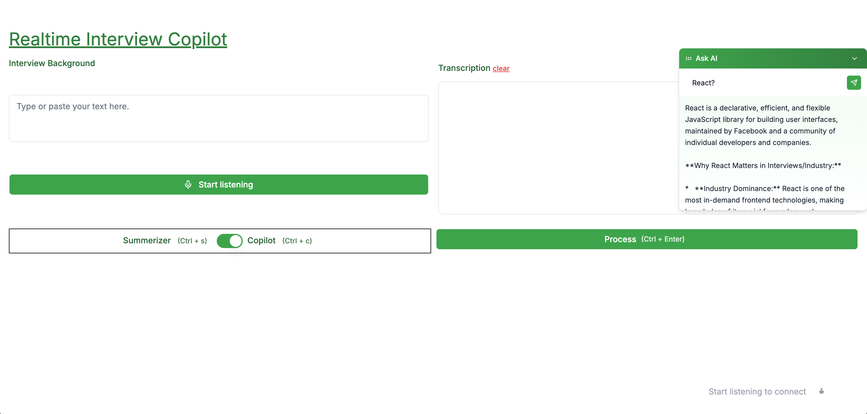 Realtime Interview Copilot Screenshot
